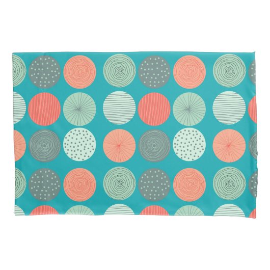 Housse D'oreillers Motif circulaire moderne Turquoise Orange (devant)