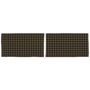 Housse D'oreillers Motif Classique Tête de Clou Brun Doré et Noir