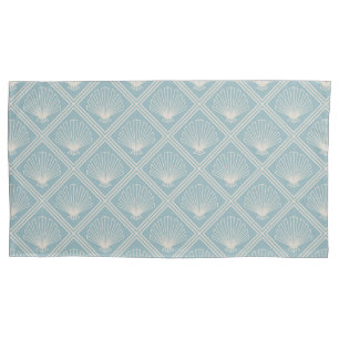 Housse D'oreillers Motif Coquille Art Déco En Canard Oeuf Bleu Et Bei