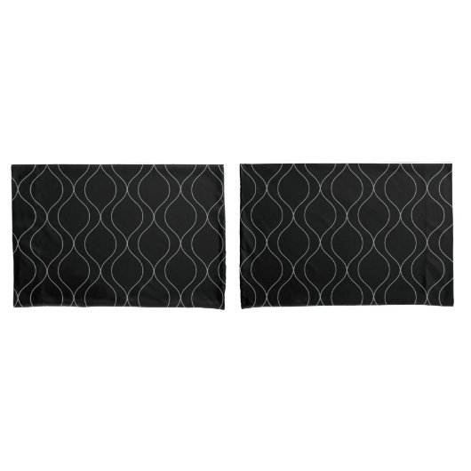 Housse D'oreillers Motif Courbes Ogee Modernes Gris Noir Blanc (devant-Set)