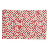 Housse D'oreillers Motif Crème Et Ligne Abstraite Rouge (Dos)