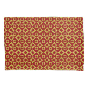Housse D'oreillers Motif damassé doré royal sur fond rouge foncé