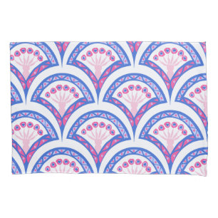 Housse D'oreillers motif damassé floral bleu