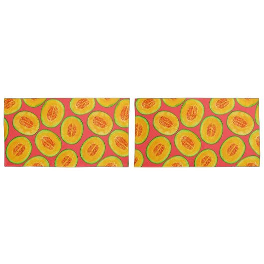 Housse D'oreillers Motif d'aquarelle de tranches de melon (devant-Set)