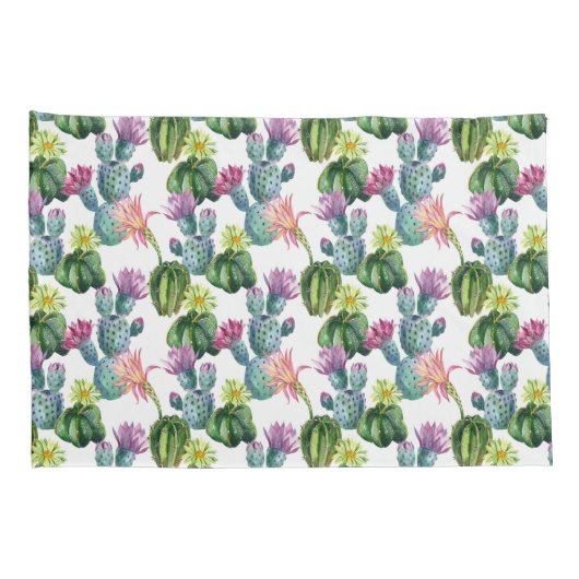 Housse D'oreillers Motif d'art de cactus d'aquarelle (Dos-Droit)