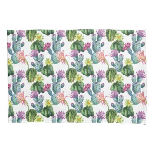 Housse D'oreillers Motif d'art de cactus d'aquarelle (devant-gauche)