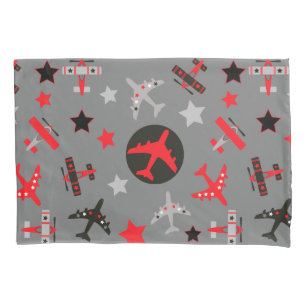 Housse D'oreillers Motif d'avions Red Black Grey