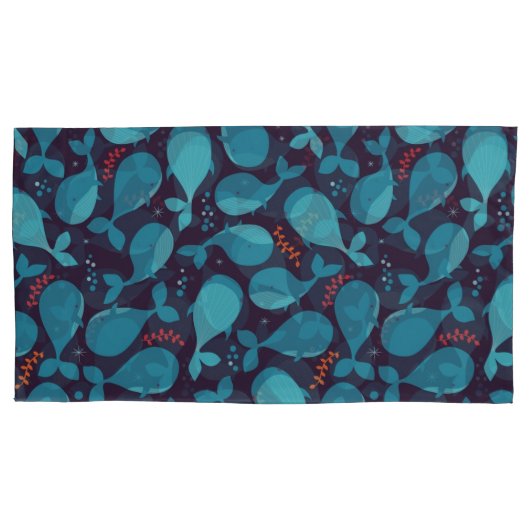 Housse D'oreillers Motif de baleine bleue (devant)