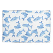 Housse D'oreillers Motif de baleine bleue d'aquarelle (Dos-gauche)