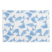 Housse D'oreillers Motif de baleine bleue d'aquarelle (Dos-Droit)