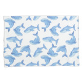 Housse D'oreillers Motif de baleine bleue d'aquarelle (devant-Droit)