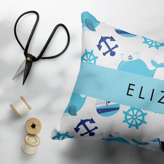 Housse D'oreillers Motif De Baleines, Baleines Bleues, Votre Nom