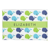 Housse D'oreillers Motif De Baleines, Beaux Baleines, Votre Nom (devant)
