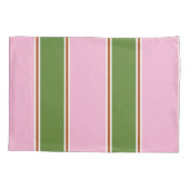 Housse D'oreillers Motif de bande verte rose rétro (Dos)