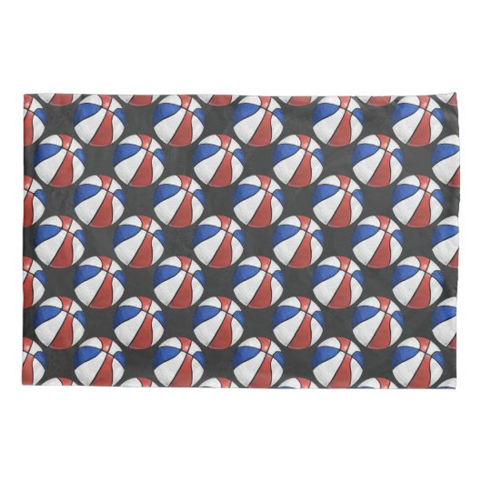 Housse D'oreillers Motif de basket-ball peint en bleu rouge (Dos)