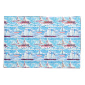 Housse D'oreillers Motif de bateaux de navigation d'aquarelle (Dos-gauche)