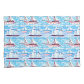 Housse D'oreillers Motif de bateaux de navigation d'aquarelle (devant-Droit)