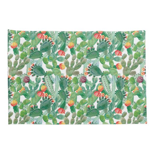 Housse D'oreillers Motif de cactus d'aquarelle (Dos-Droit)