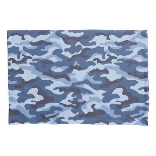 Housse D'oreillers Motif de camouflage bleu foncé (devant-gauche)
