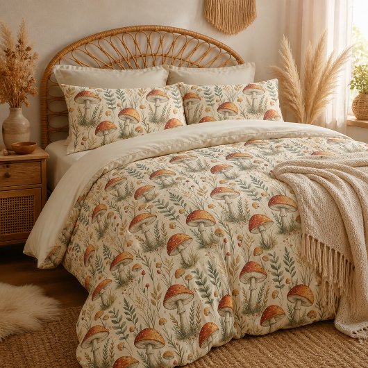 Housse D'oreillers Motif de champignon boho forestier