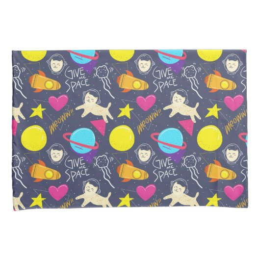 Housse D'oreillers Motif de chat espace (devant-Droit)