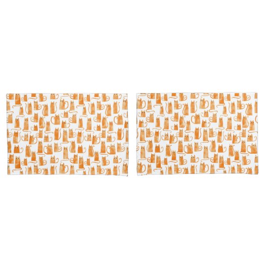 Housse D'oreillers Motif de chat orange (devant-Set)
