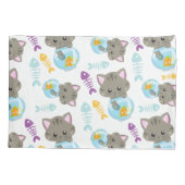 Housse D'oreillers Motif De Chats, Chats Mignons, Chatons, Poisson (Dos)