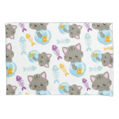 Housse D'oreillers Motif De Chats, Chats Mignons, Chatons, Poisson (devant)