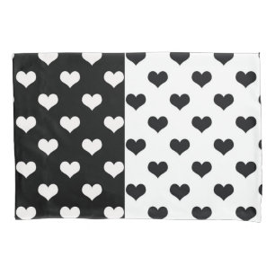 Housse D'oreillers Motif de coeur Black White Love