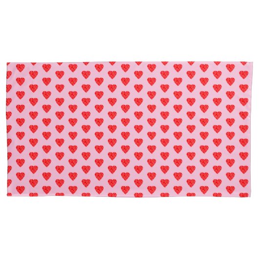 Housse D'oreillers Motif de Coeurs d'Amour rose et rouge  (devant-gauche)