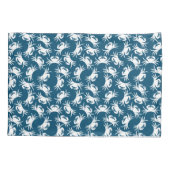 Housse D'oreillers Motif de crabe blanc et bleu sans joint (Dos)