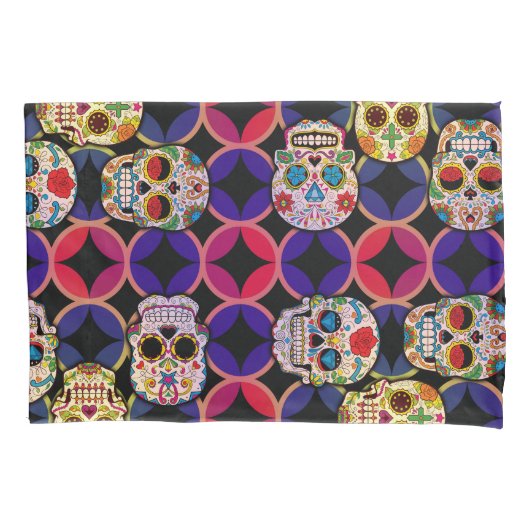 Housse D'oreillers Motif de crânes de sucre (devant)