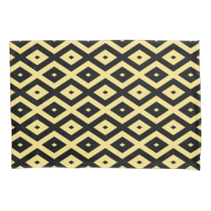 Housse D'oreillers Motif de diamant jaune citron et noir