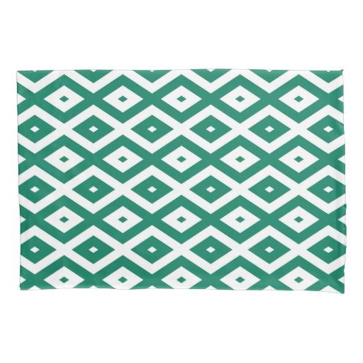 Housse D'oreillers Motif de diamant vert et blanc (devant)