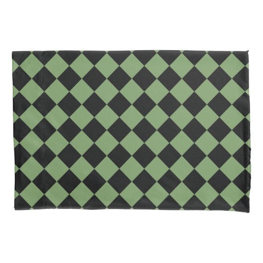 Housse D'oreillers Motif de diamants Green Checker (devant-gauche)