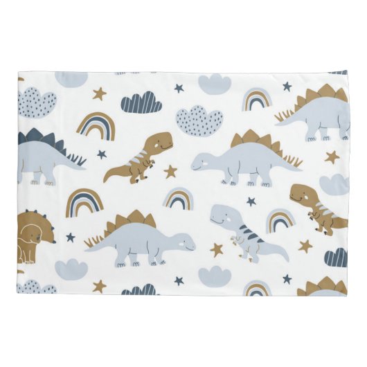 Housse D'oreillers Motif de dinosaure arc-en-ciel mignon (Dos)