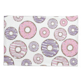 Housse D'oreillers Motif De Donuts, Donuts Roses, Donuts Violets (Dos)