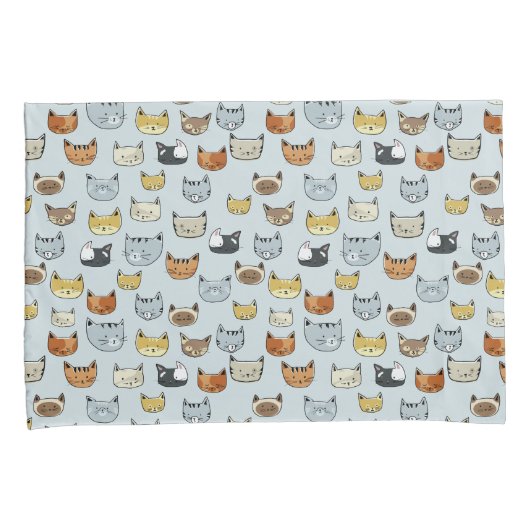 Housse D'oreillers Motif de Doodle visage de chat (devant-Droit)