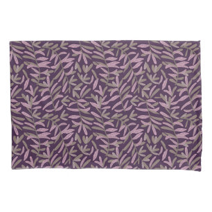Housse D'oreillers Motif de feuille rose et verte sur fond violet fon