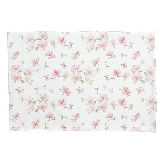 Housse D'oreillers Motif de fleur rose mou d'aquarelle (devant-gauche)