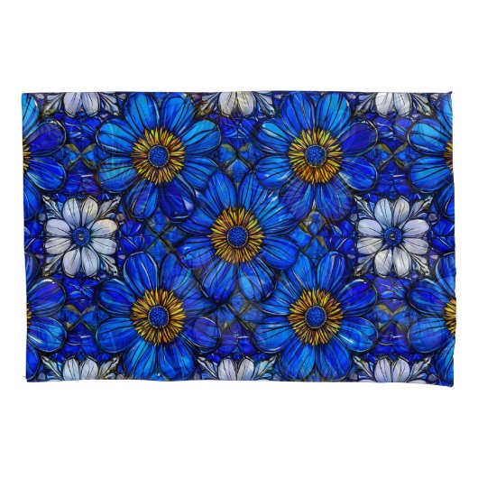 Housse D'oreillers Motif de fleurs bleues (devant)