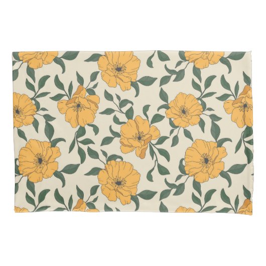 Housse D'oreillers Motif de fleurs de crapaud orange (devant)