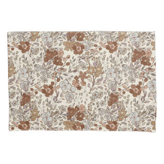 Housse D'oreillers Motif de fleurs de nature marron floral sauvage vi