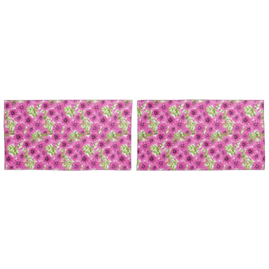 Housse D'oreillers Motif de fleurs pétunia rose (devant-Set)