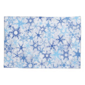 Housse D'oreillers Motif de flocons de neige bleu givré (Dos)