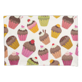 Housse D'oreillers Motif de gâteau, Motif de muffin, Chocolat, Coeurs (devant)