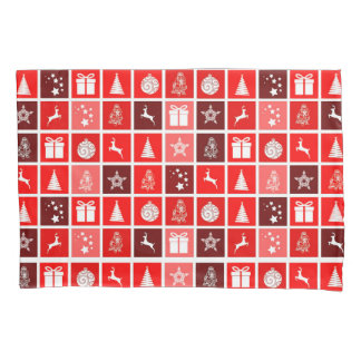 Housse D'oreillers Motif de grille de Noël rouge moderne minimaliste