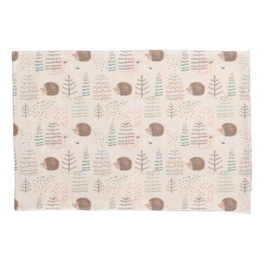 Housse D'oreillers Motif de hérisson de bois mignon (devant)