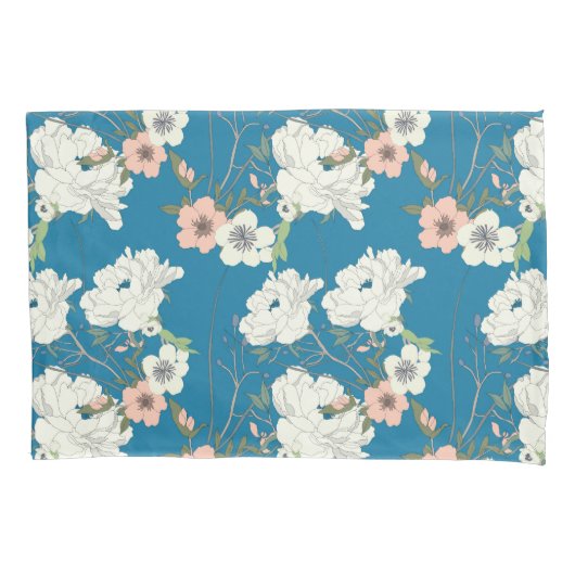 Housse D'oreillers Motif de jardin floral blanc (devant)