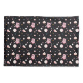 Housse D'oreillers Motif de la lune de Chouette rose (Dos-gauche)